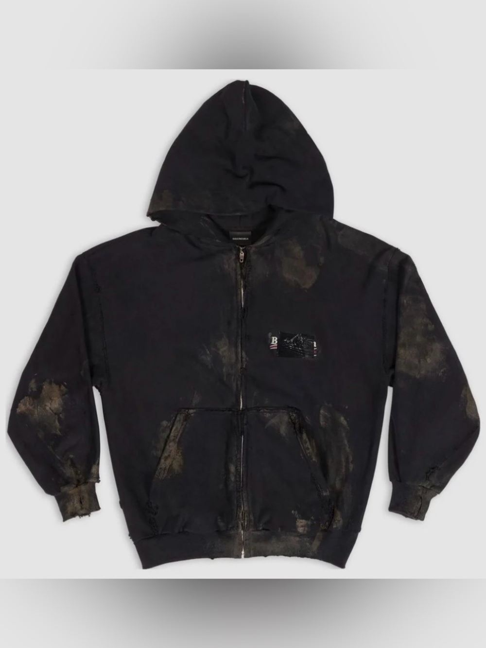 Balenciaga winter22 Black Tape Zip-Up Hoodie